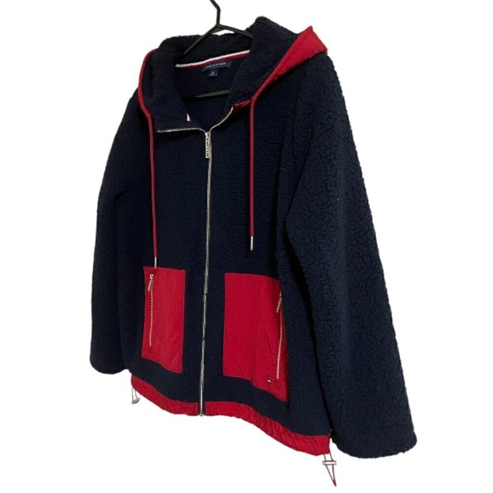 NWOT Tommy Hilfiger Nylon Pocket Faux Shearling Jacket - Picture 7 of 11